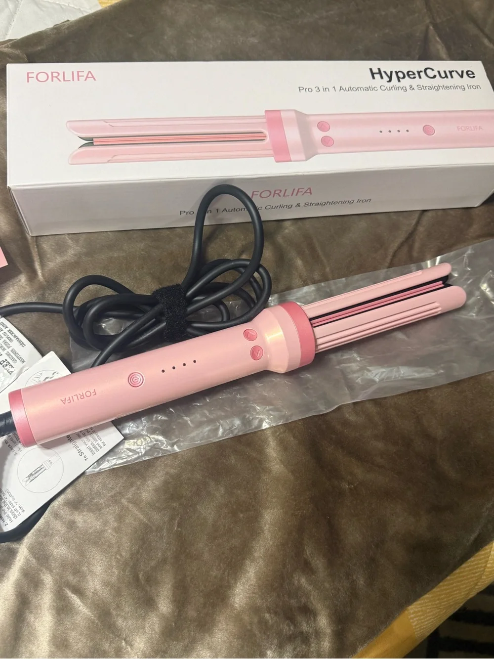 Forlifa Pink 3-in-1 Automatic Curling & Straightening Iron